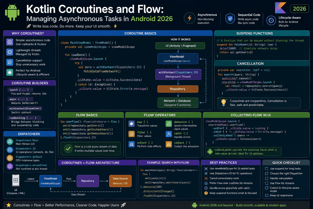 Kotlin Coroutines and Flow Managing Asynchronous Tasks in Android 2026